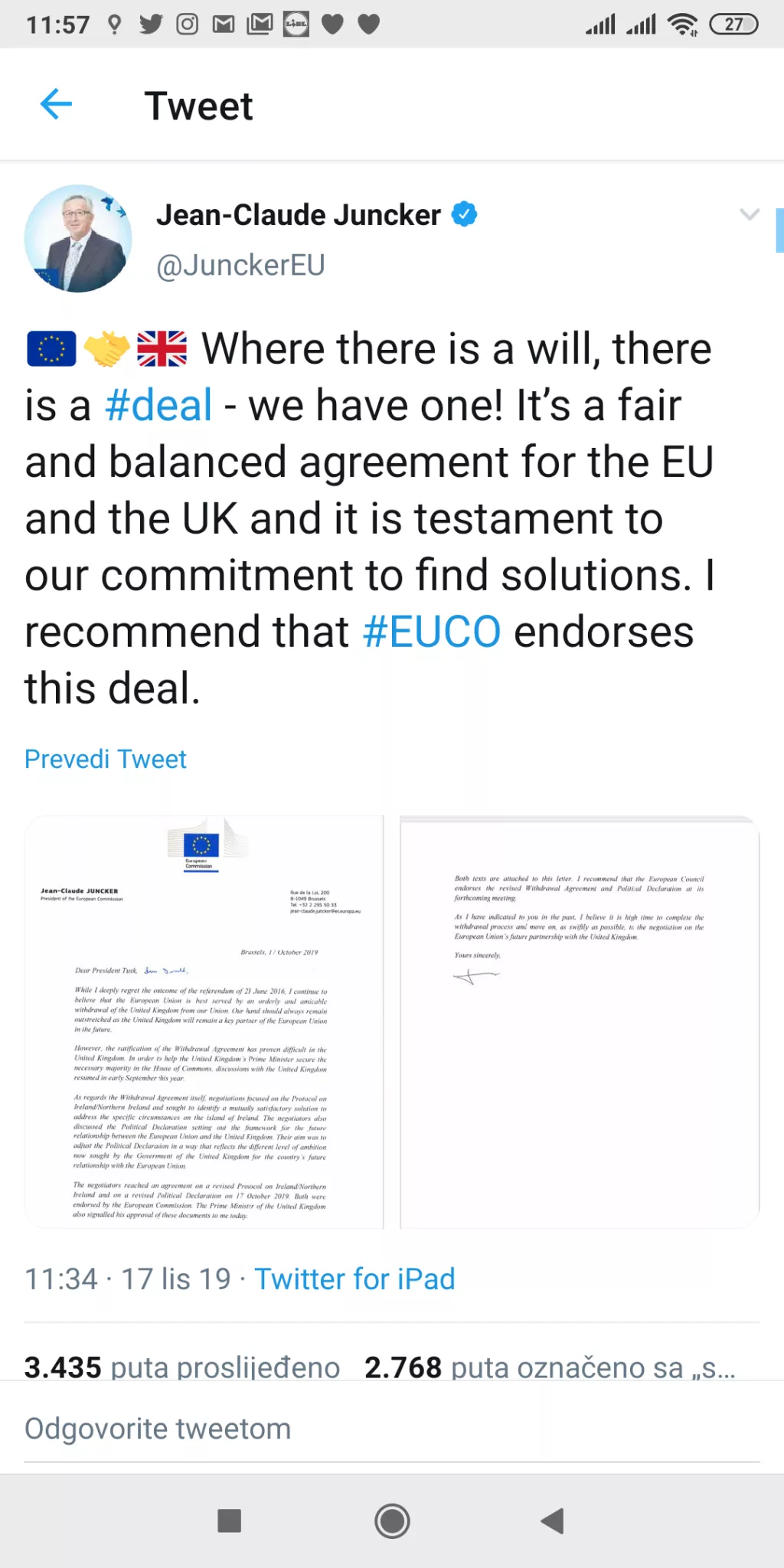 Europska unija i Ujedinjeno Kraljevstvo postigli su dogovor o Brexitu