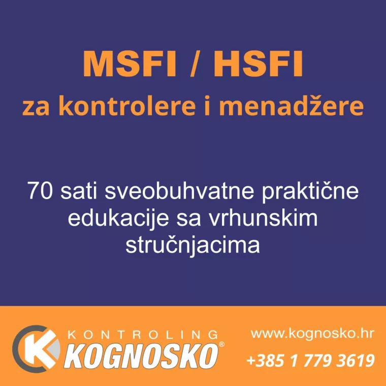 Kontroling Kognosko d.o.o. organizira uživo višemjesečnu edukaciju MSFI/HSFI za kontrolere i menadžere