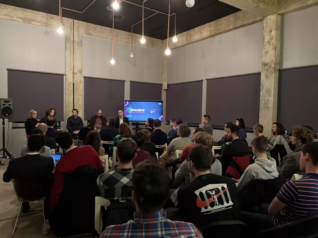 Ana Smoljo, Albert Gajšak, Filip Šišić, Nikola Dmitrović i Juraj Bilić<br>CroAI meetup 15.2.2023.