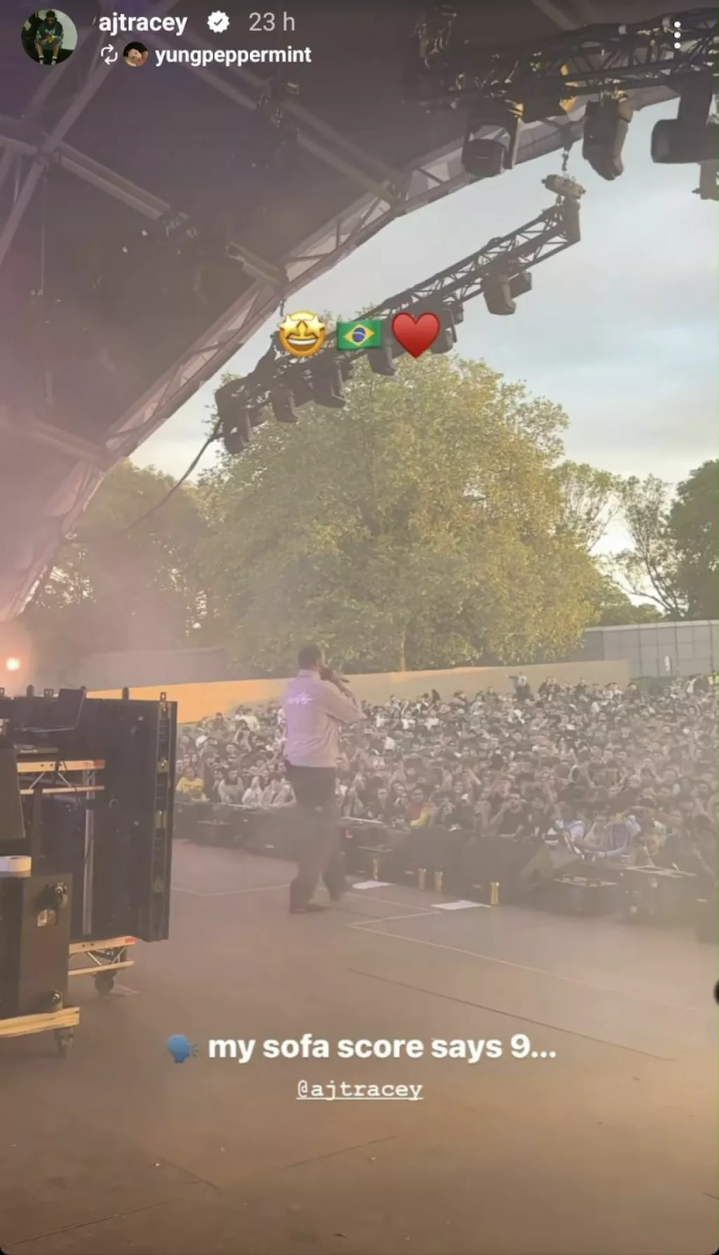 Sofascore na Instagram priči britanskog repera AJ Traceyja 