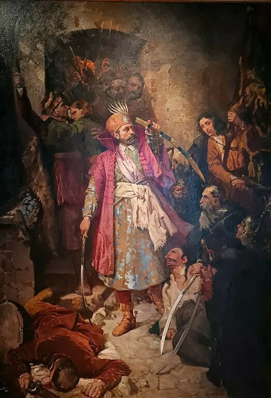 Nikola Šubić Zrinski pred Sigetom, slika, Oton Iveković (1869-1939)