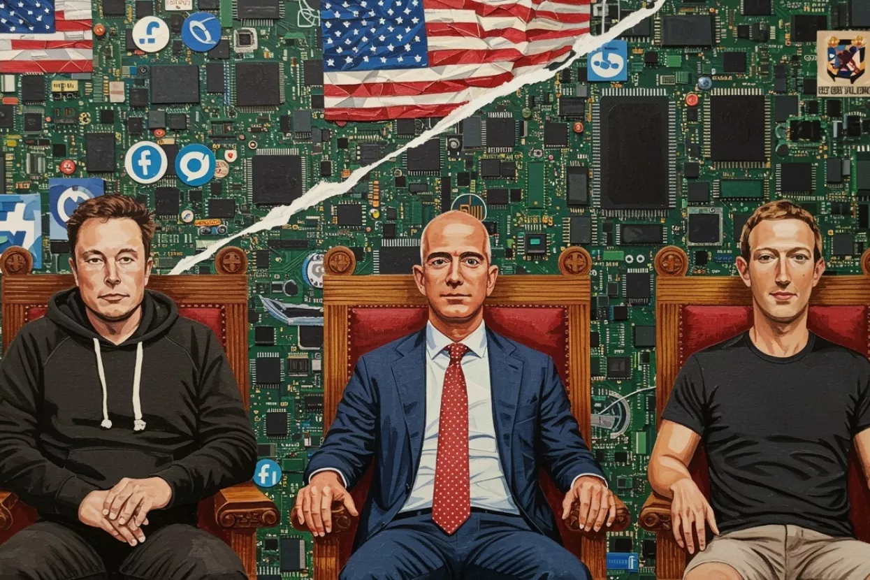 tehnofeudalizam, tech bros, Elon Musk, Jeff Bezos, Mark Zuckerberg, tehnološki divovi, big tech, SAD, čipovi
