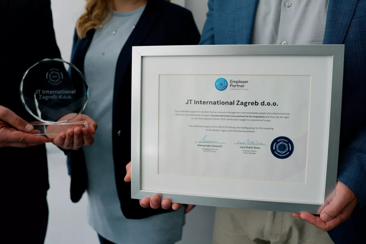 Certifikat poslodavac partner JTI