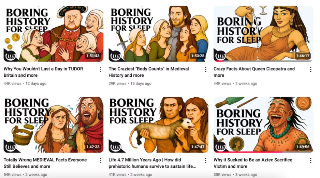 Boring history for sleep Ai youtube kanali