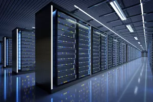 View of a Server room data center - 3d rendering