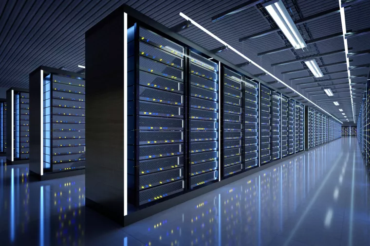 View of a Server room data center - 3d rendering