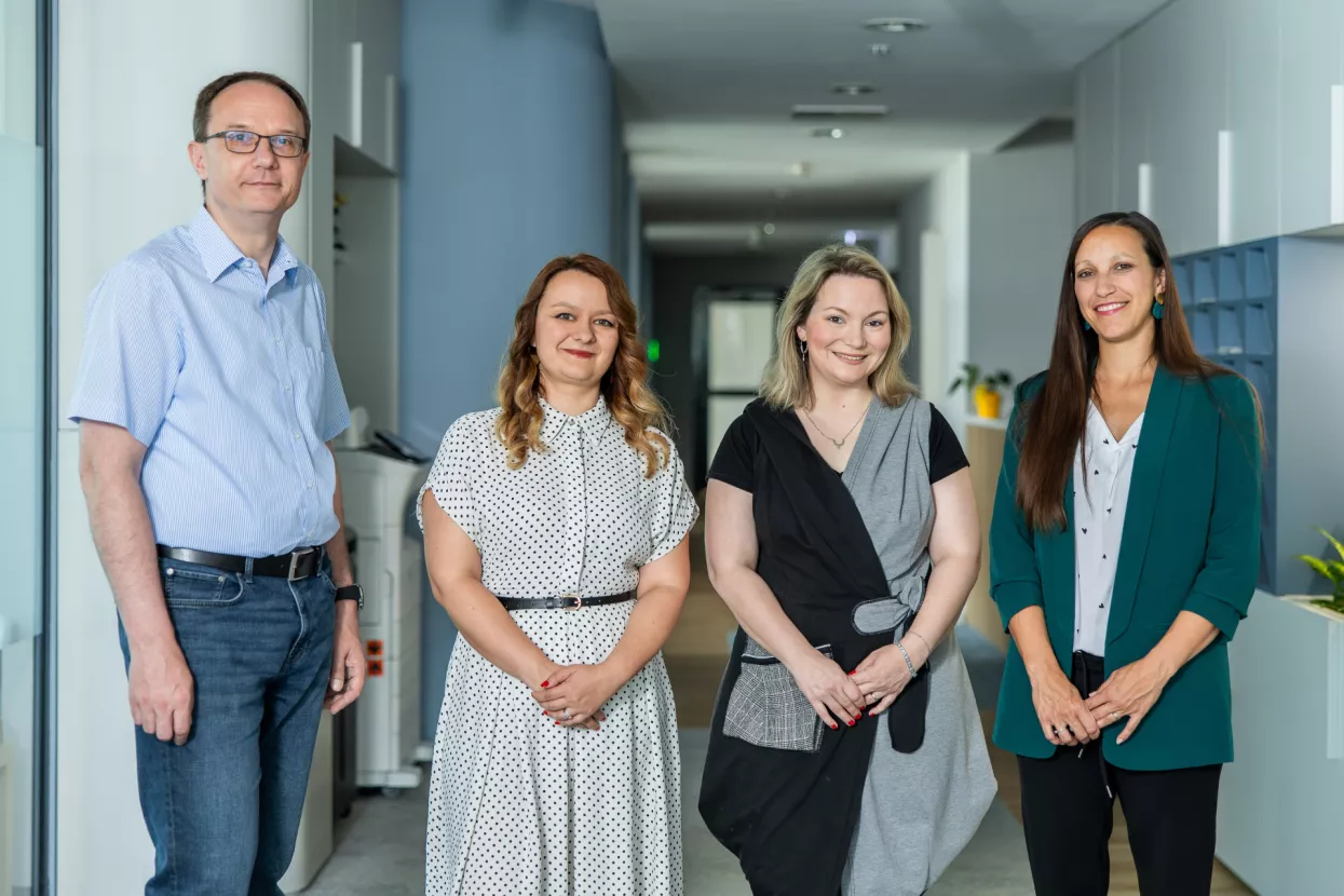 Član Uprave tvrtke Philip Morris Zagreb i direktor odjela ljudskih potencijala i organizacijske kulture za Hrvatsku i Sloveniju Marin Mlinarić s članicama tima Monikom Ester Čempuh, Nikolinom Sertić i Marinom Kovačević, Philip Morris