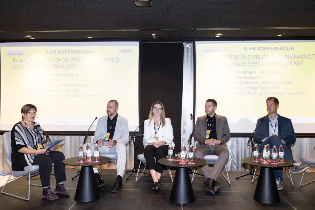 9. HR konferencija4. panel: Od burnouta do životne ravnotežeHrvojka Kutle, Edvard Varda, BarbaraRaguž Pečur, Ante Mihaljević, Dario Mi&scaron;ković
