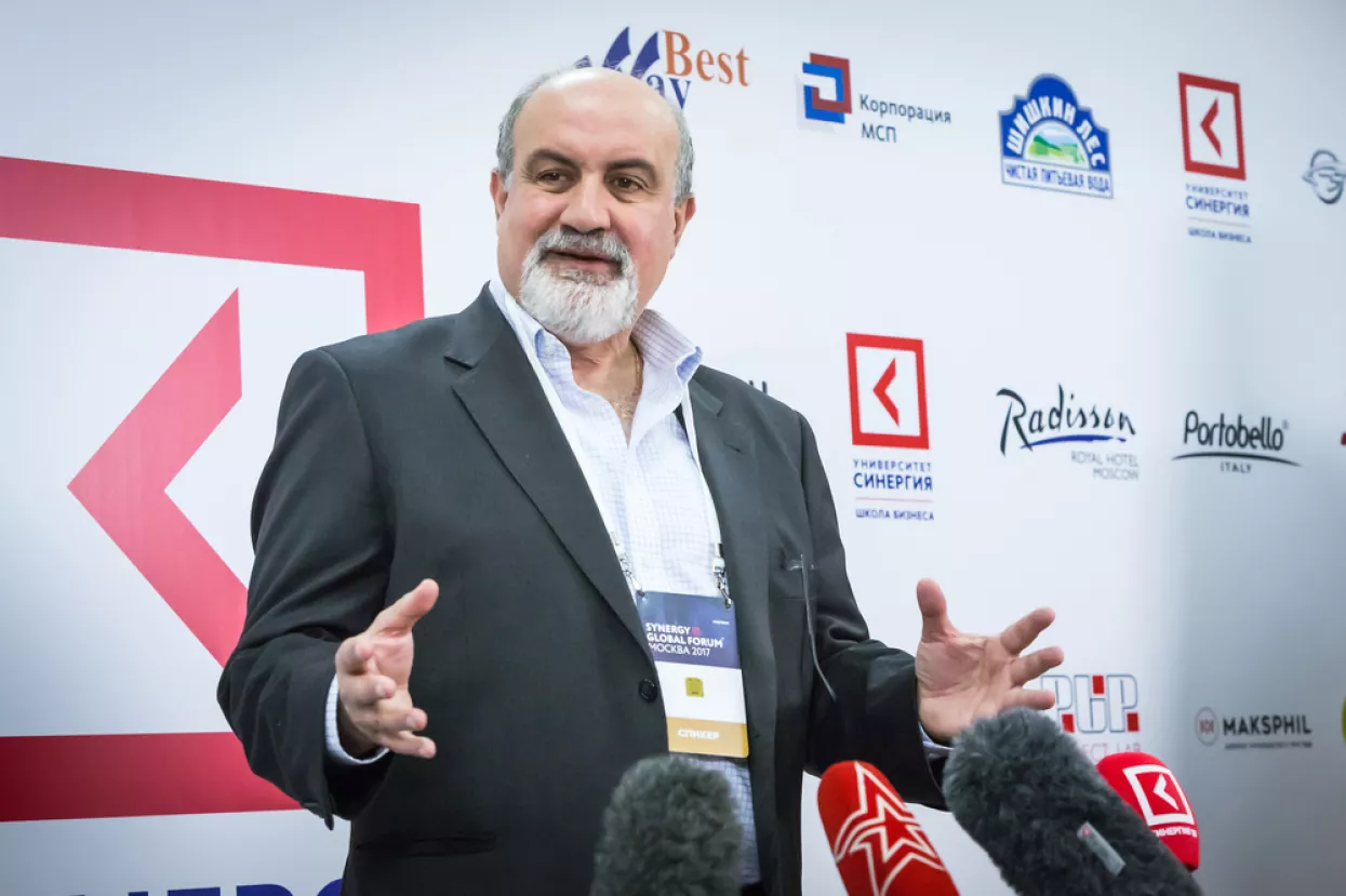 Russia, Moscow, 11.27.2017 A Lebanese-American essayist, scholar, statistician, former trader, and risk analyst, Nassim Nicholas Taleb on Synergy Global Forum in Moscow