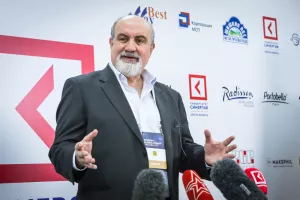Russia, Moscow, 11.27.2017 A Lebanese-American essayist, scholar, statistician, former trader, and risk analyst, Nassim Nicholas Taleb on Synergy Global Forum in Moscow