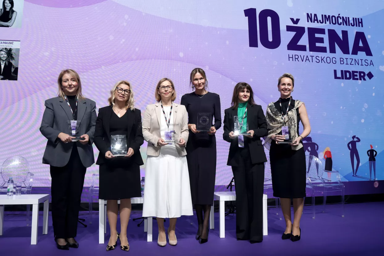 Žene u biznisu 2025. Dodjela priznanja: Andrea Pavlović, Nata&scaron;a Rapaić, Zsuzsana Ortutay, Lada Fiorio Tedeschi, Nikolina Dizdar Čehulić i Aleksandra Ra&scaron;ić