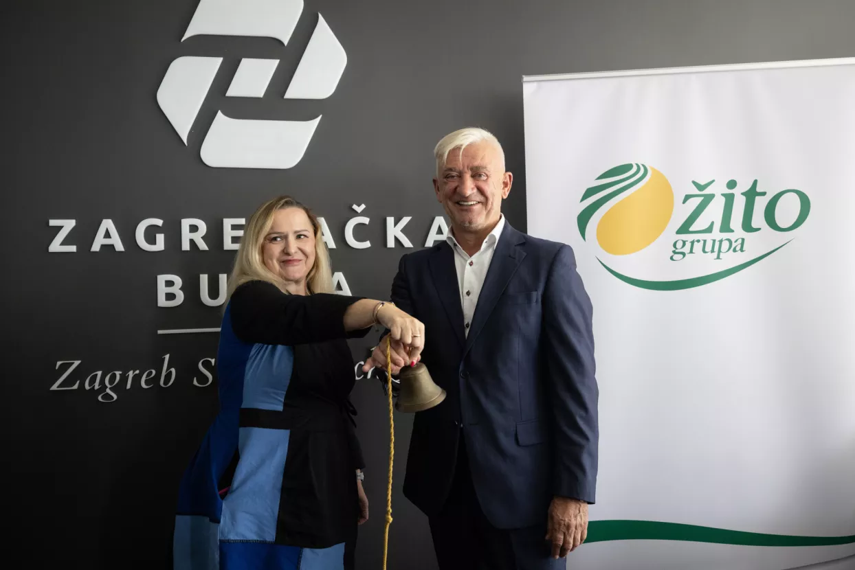 Uvr&scaron;tavanje dionica Žito grupe na Zagrebačku burzu i početak službenog trgovanja.Marko Pipunić, Ivana Gažić.