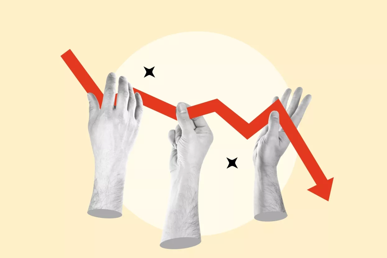 pad, negativni trend, padajuća krivulja