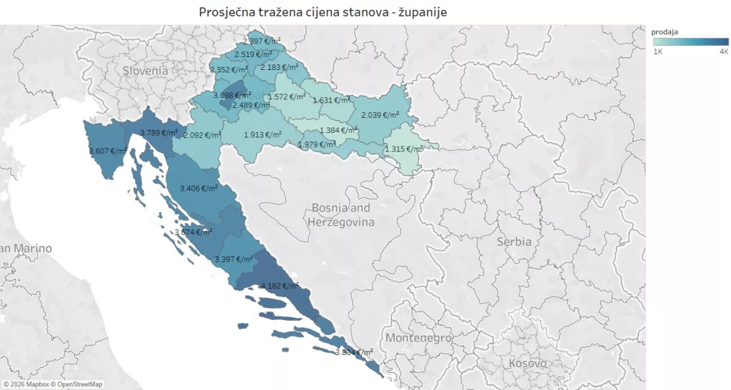 prosjek cijena stanova po županijama