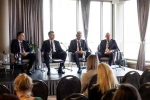 Regionalni razvojni forum 2026.- investicije u fokusu.Okrugli stol: Strate&scaron;ke infrastrukturne investicije županija- kako ubrzati realizaciju?Predrag Tutić, Josip Pavković, Boris Miletić, Blaž Pezo.