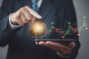 Chatbot conversation Ai Artificial Intelligence technology online customer service.Digital chatbot, robot application, OpenAI generate. financial investment stock market.Virtual assistant on internet.umjetna inteligencija, ulaganje, ulaganja, investicija, investicije, biznis, rast, ai