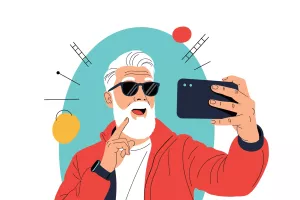 senior, selfie, mu&scaron;karac, sijeda brada, stariji, 50+