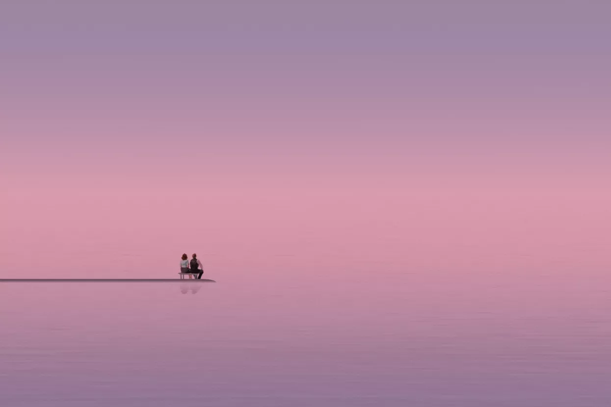 Suton, zalaz, smiraj, par, osamljenost, mir, zen, distanciranost