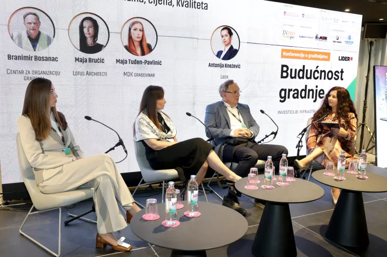 Graditeljstvo 2026. Okrugli stol: Gradnja pod pritiskom. Maja Tuđen Pavlinić, Maja Bručić, Branimir Bosanac i Antonija Knežević