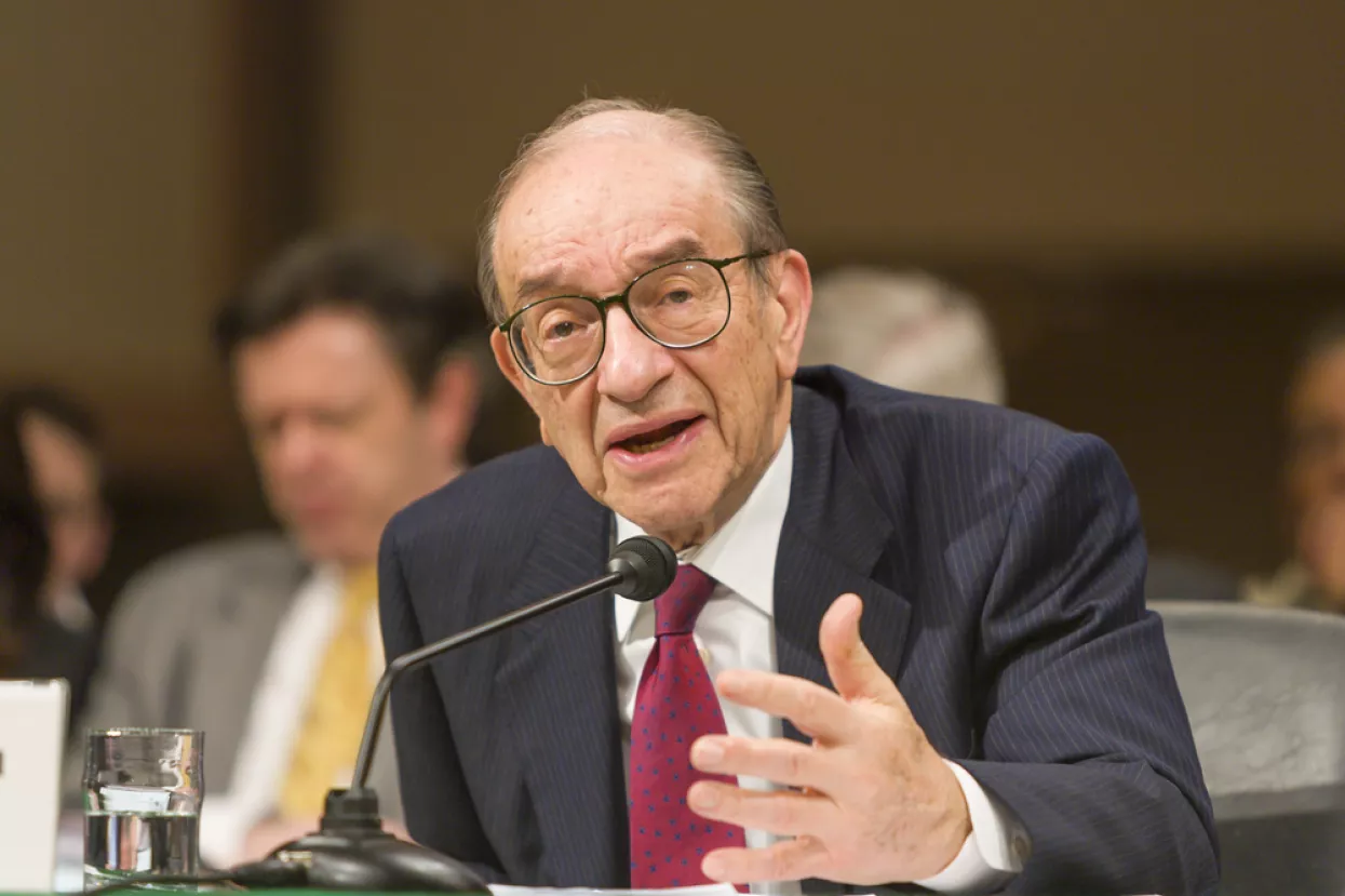 WASHINGTON, DC, USA - FEBRUARY 16, 2005U.S. Federal Reserve Chairman Alan Greenspan testifies before Congress.