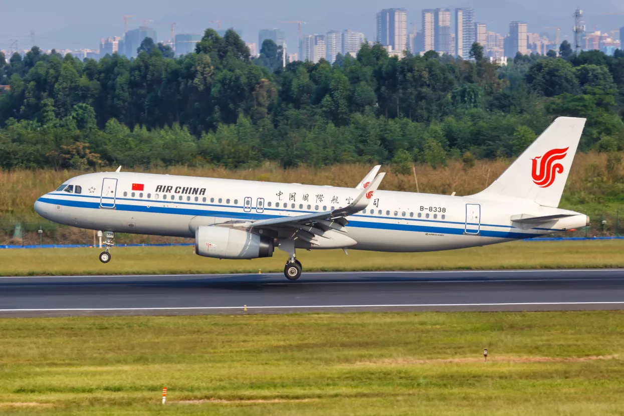 Chengdu, China - September 22, 2019Air China Airbus A320 airplane at Chengdu Airport (CTU) in China. Airbus is a European aircraft manufacturer based in Toulouse, France.