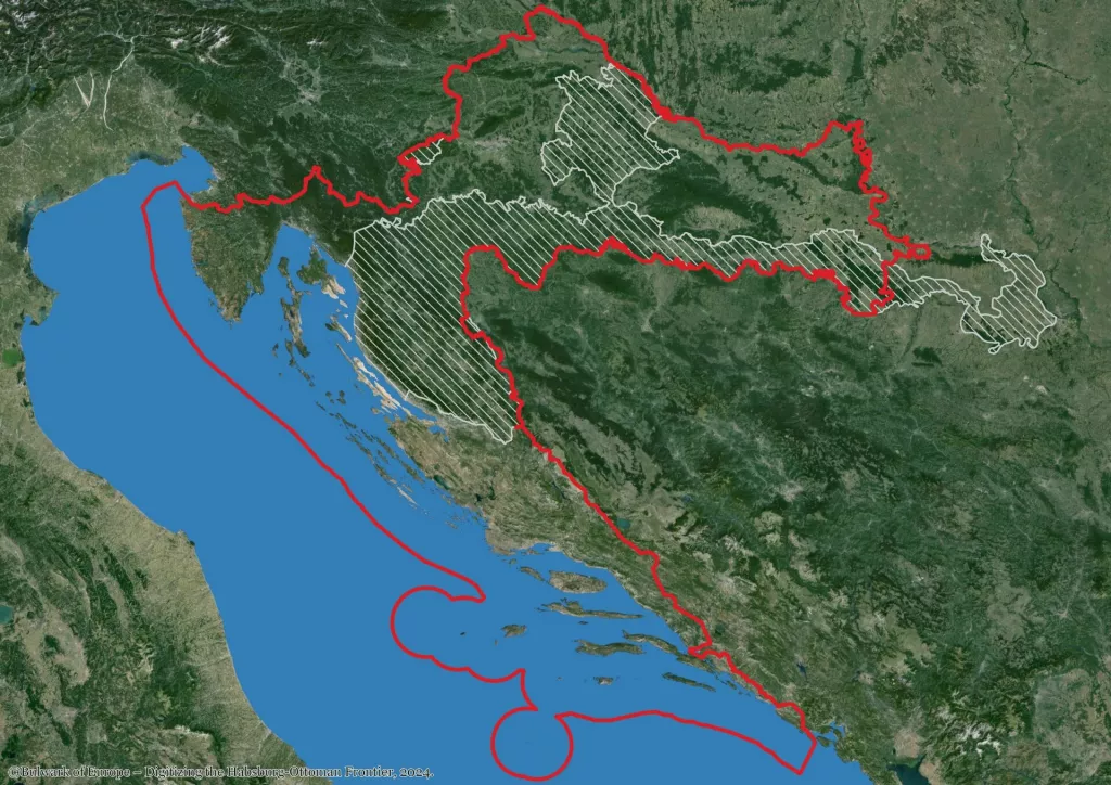 Vojna krajina: uključen je i dio s područjem Bjelovara, Đurđevca, Koprivnice i Križevaca koji je jedno vrijeme bio u sastavu Vojne krajine