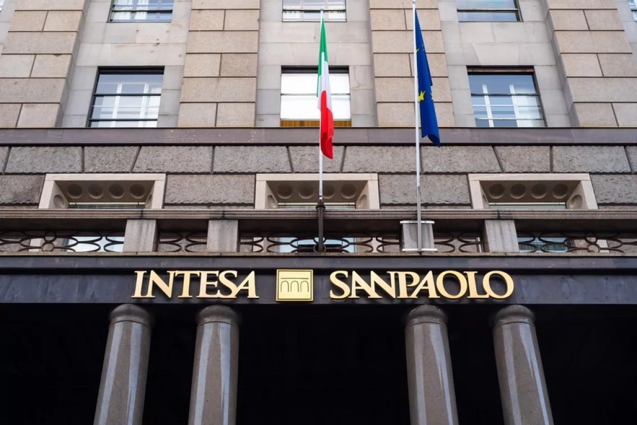 Milan, Italy - November 9, 2025 Intesa Sanpaolo is one of the largest and most prominent banking groups in Italy